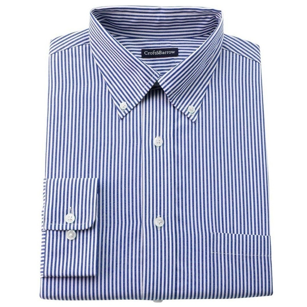Croft & Barrow Men's Blue and White Striped Dress Shirt